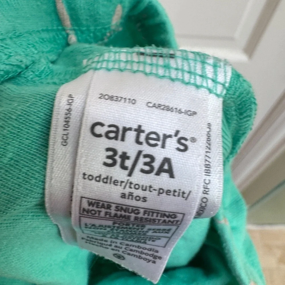 Carter's 3T Teal Girls Pajama Soft Shorts with Mermaid Scale Pattern